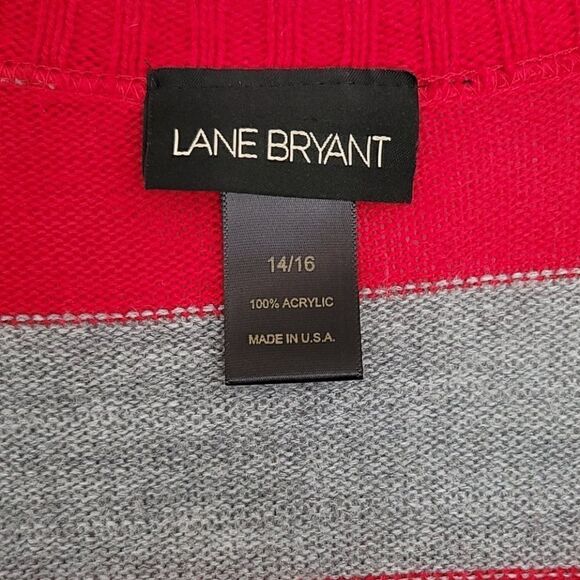 Lane Bryant V Neck Red and Gray Sweater - 14/16 - Picture 2 of 5